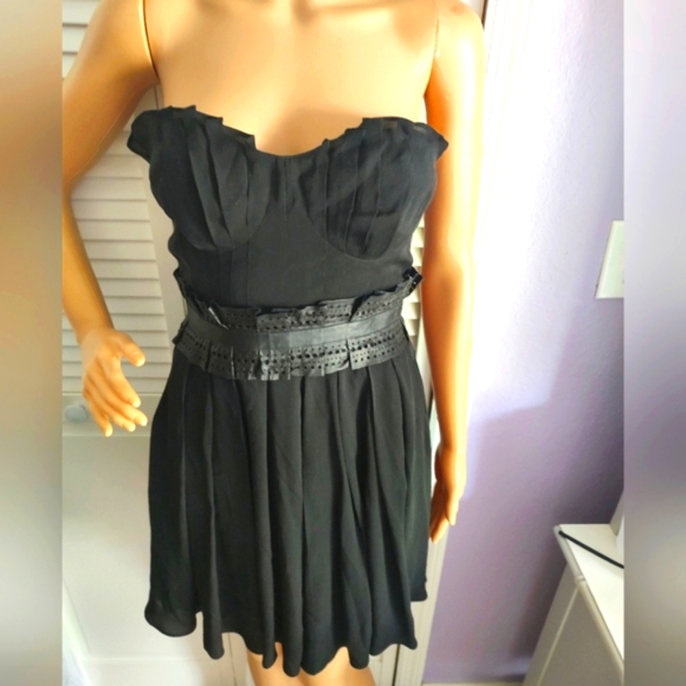 Elizabeth And James Silk And Genuine Lamb Leather Dress